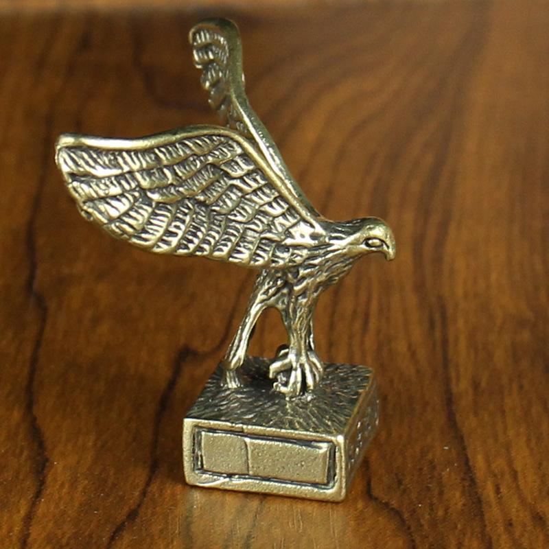 Pure Brass Solid Grand Plan Seal Eagle Small Ornament Desktop Home Decoration, Copper Eagle Seal