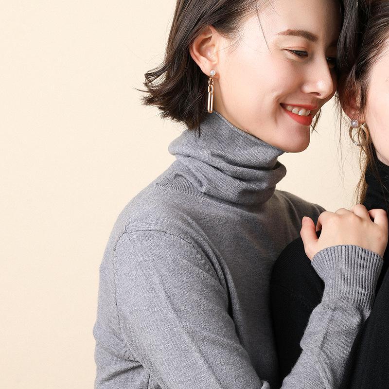 2024 Autumn/Winter Women's Korean Style Slim Fit Knitted Sweater with Pile Collar