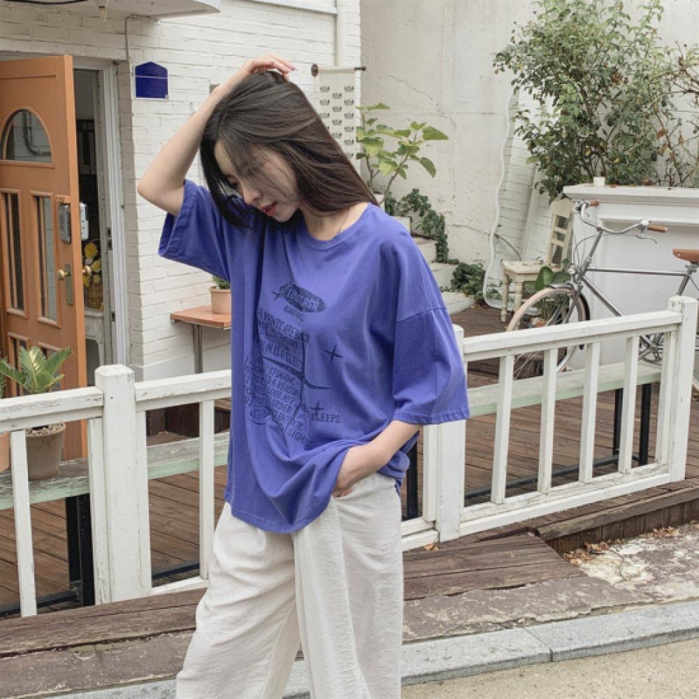 New ArrivalS Open Run Women S looSe FiT CoTTon LeTTering T ShirT