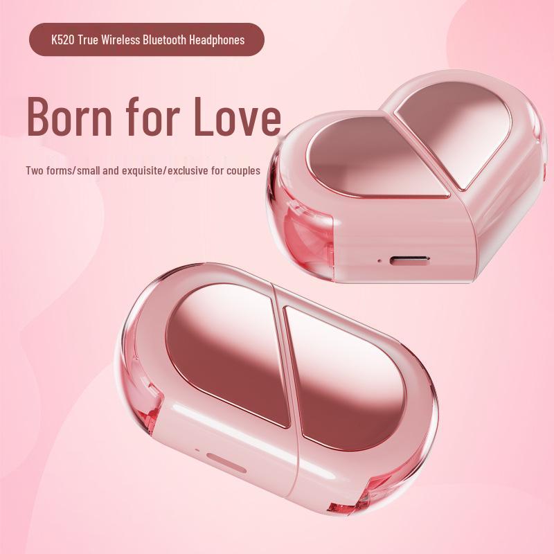 K520 Heart-Shaped Bluetooth 5.3 Wireless Headset with Power Display