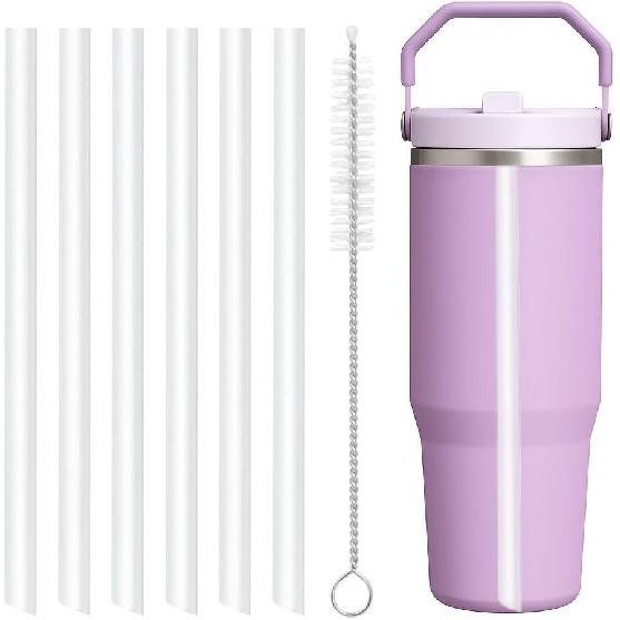 Replacement Straws Compatible with Stanley IceFlow Flip Straw Tumbler 30 Oz,64 oz-Accessories Included 6 Straws,1 Cleaning Brush(Not For Stanley Ice