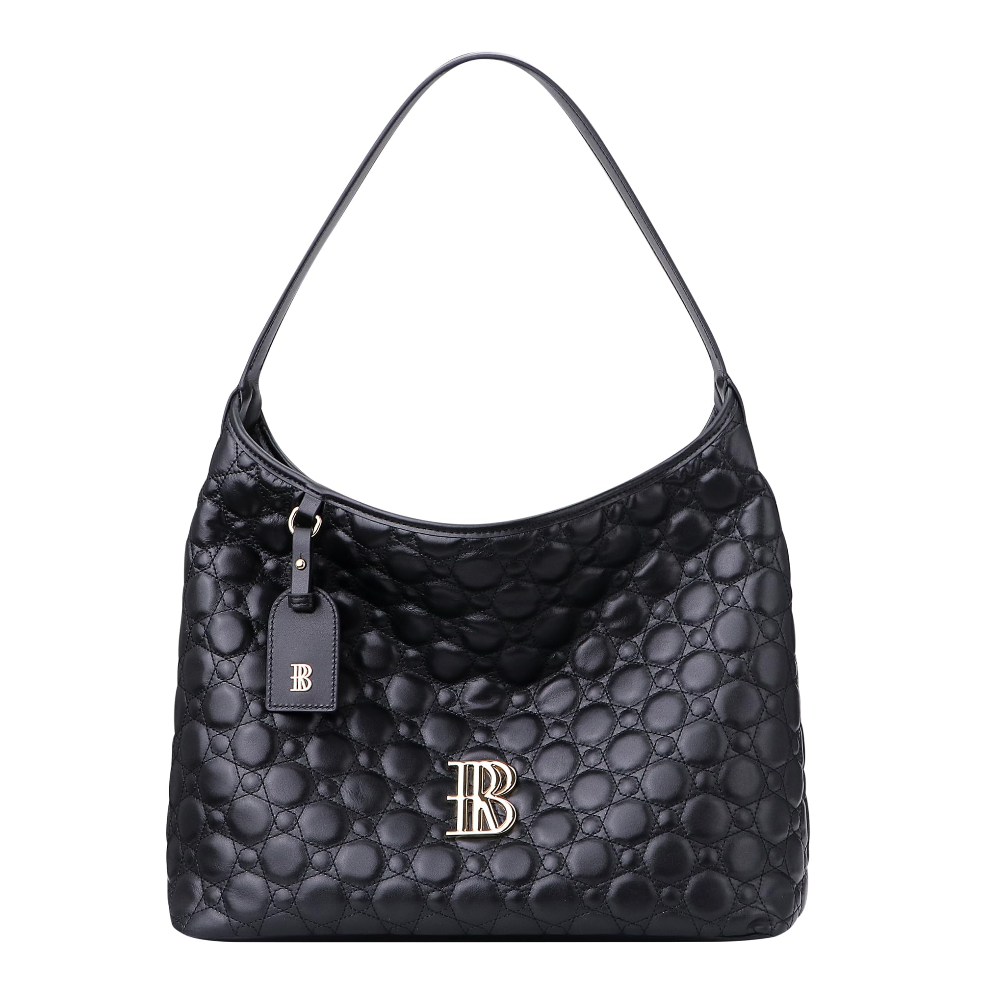 

[Royal Bagger] Настоящая стеганая сумка-тоут из коровьей кожи для женщин, большая вместительная сумка, модная сумка через плечо, сумка под мышку 3269 (черный)