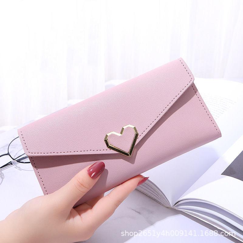 Solid Color Korean Style Slim Women's Long Wallet with Multi-Card Slots and Fresh Coin Purse