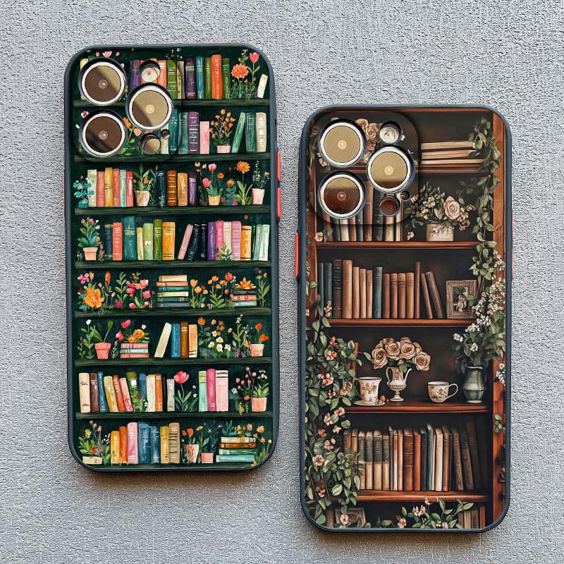 Phone Case for iPhone 17 14 Pro Max 13 12 11 Pro Max Mini 16 15 Pro Max 14 Plus XR XS X Cover Shell Bookshelf Small Flower Pot