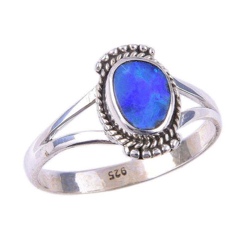 Natural Australian Opal Gemstone 925 Solid Sterling Silver Gift Ring S.10 K8c42