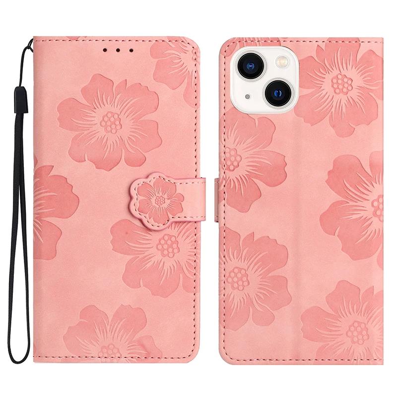 Butterflies Flowers PU Leather Case For iPhone 16 15 14 Plus 13 12 11 Pro Max X XR XS Max 10 Flip Wallet Cover Card Holder Strap