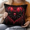 2D Flat Print 1pc Red and Black Spider Heart-Shaped Cobweb Gothic Dark Halloween Pattern Double-Sided Printed Pillowcase, Holiday Home Decor Cushion C