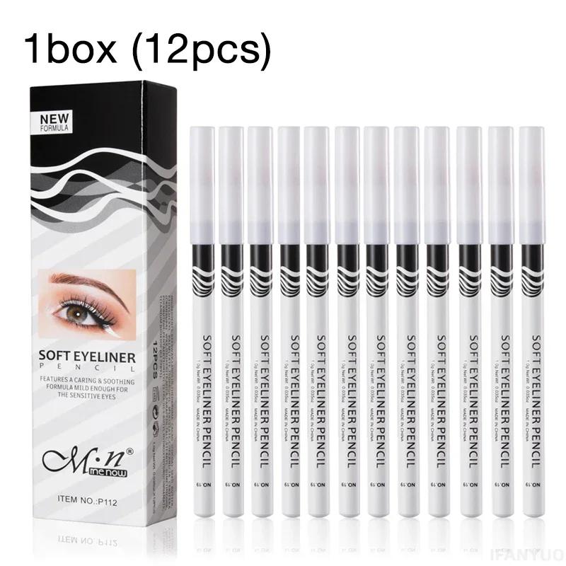 

12pcs White Eyeliner Makeup Smooth Easy To Wear Eyes Brightener Highlighter Waterproof Long Lasting Eyes Liner Pencils Makeup
