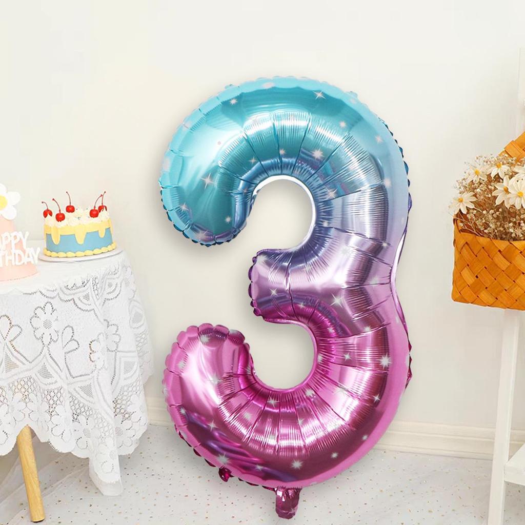 32-Inch Gradient Color Aluminum Foil Number Balloons - US Version
