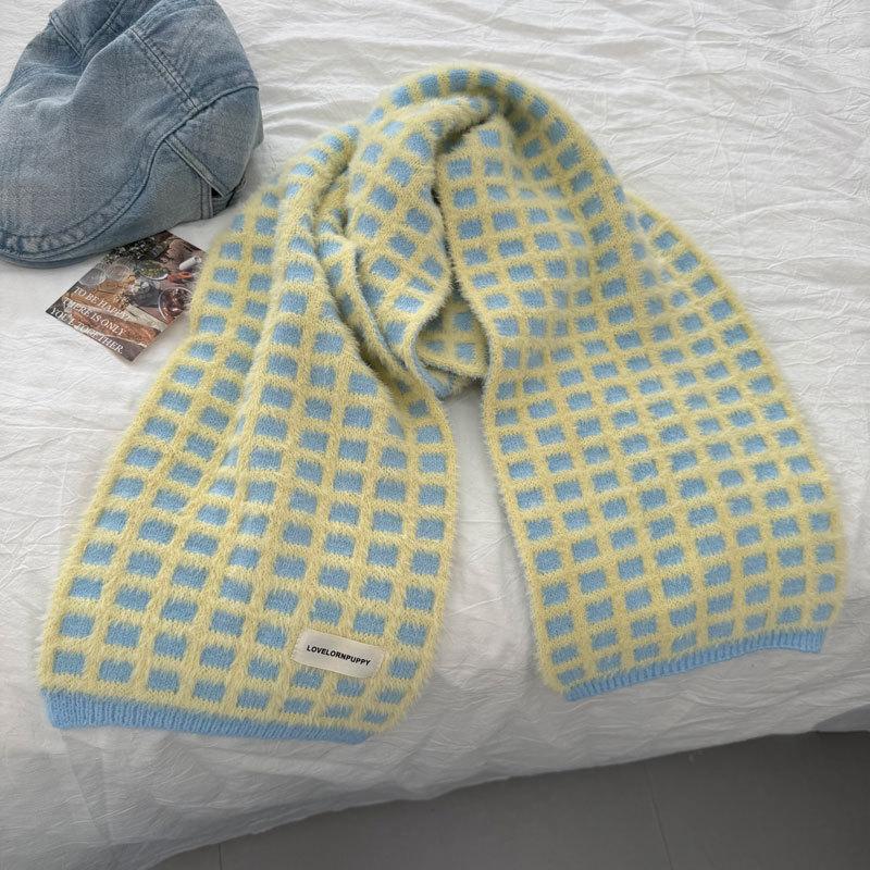 

1pc Waffle Scarf, Warm and Thick Knitted Scarf for Women and Students 20*160cm