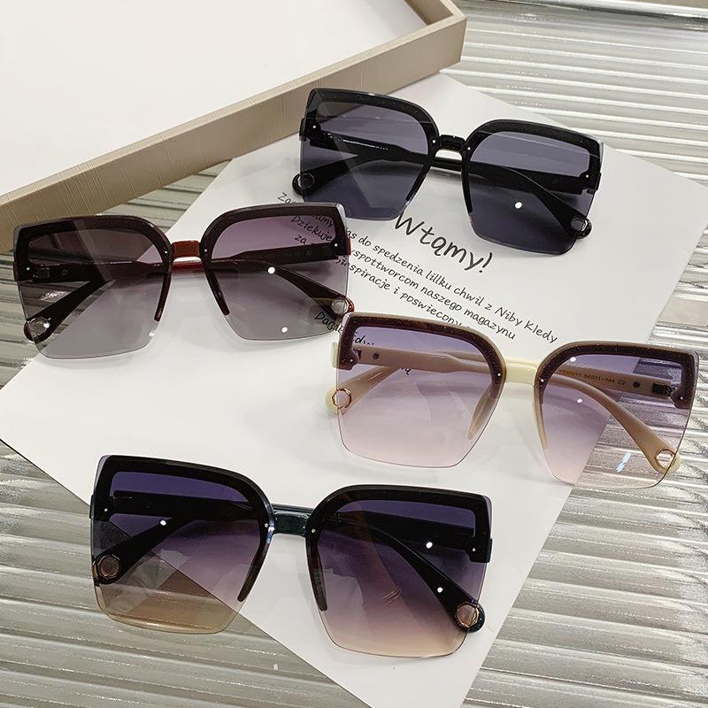 Frameless Trendy Sunglasses for European American Street Photography Instagram Style UV Resistant Box