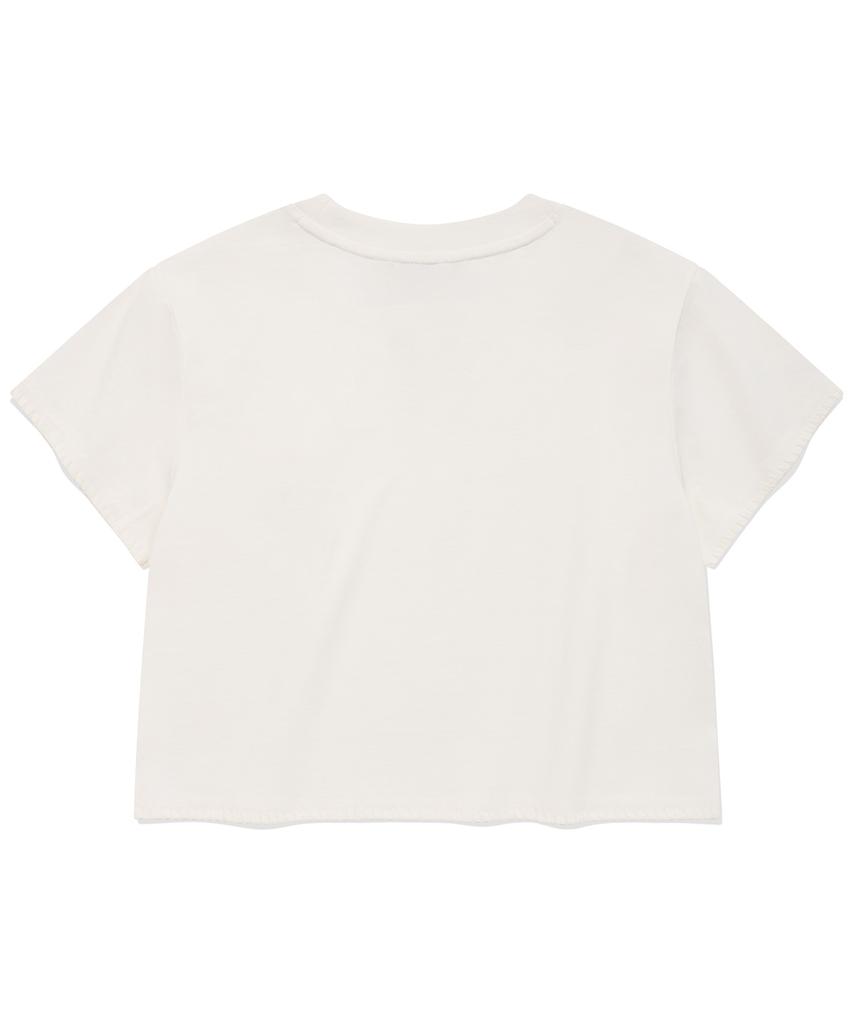 COVERNAT WOMAN Crop Oversized Corsage T-Shirt White
