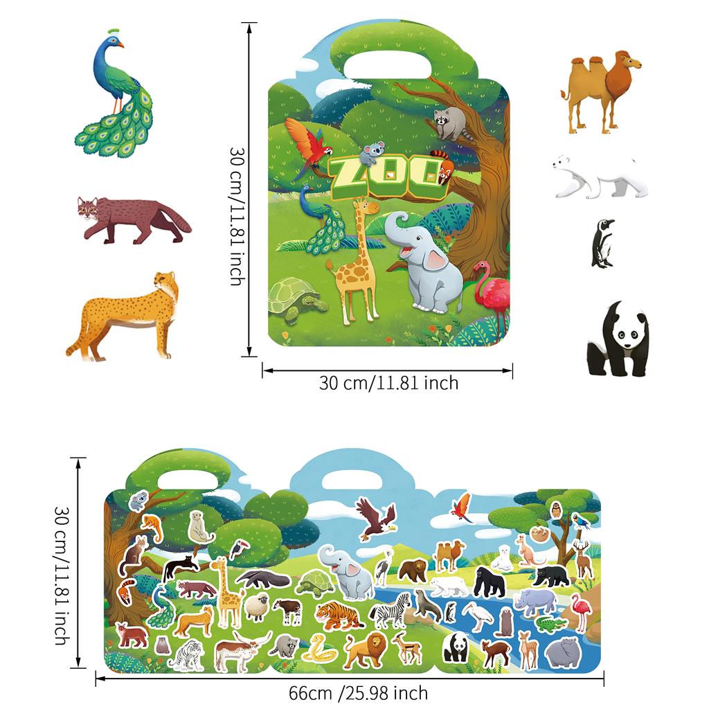 1 PCS Reusable Sticker Books for Kids 2-4 Cute Static  Adhesive Stickers Book for Toddlers Educational Toys Birthday Gifts