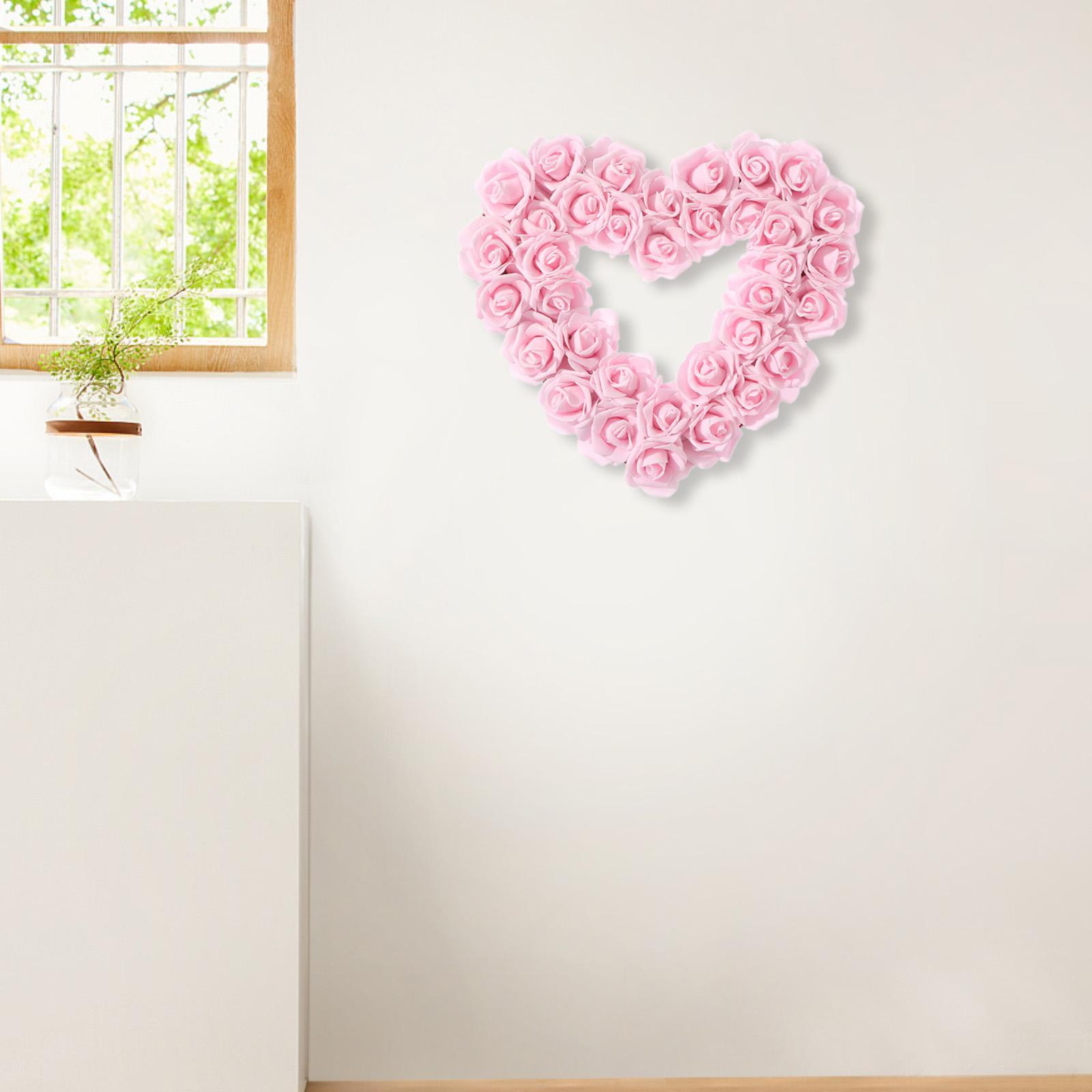 

Pink Heart Shaped Wreath Front Door Wreath for Decor Holiday рожевий