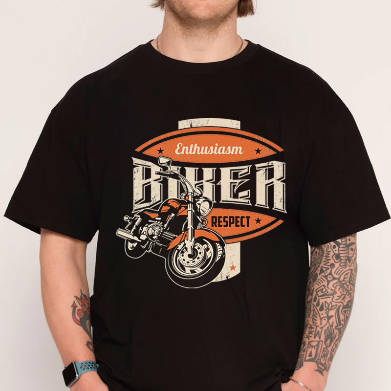 Classic Biker Motorcycle Tshirt 100 Cotton ONeck T Shirt Short Sleeve Casual Mens Tshirt Top Tees 4XL