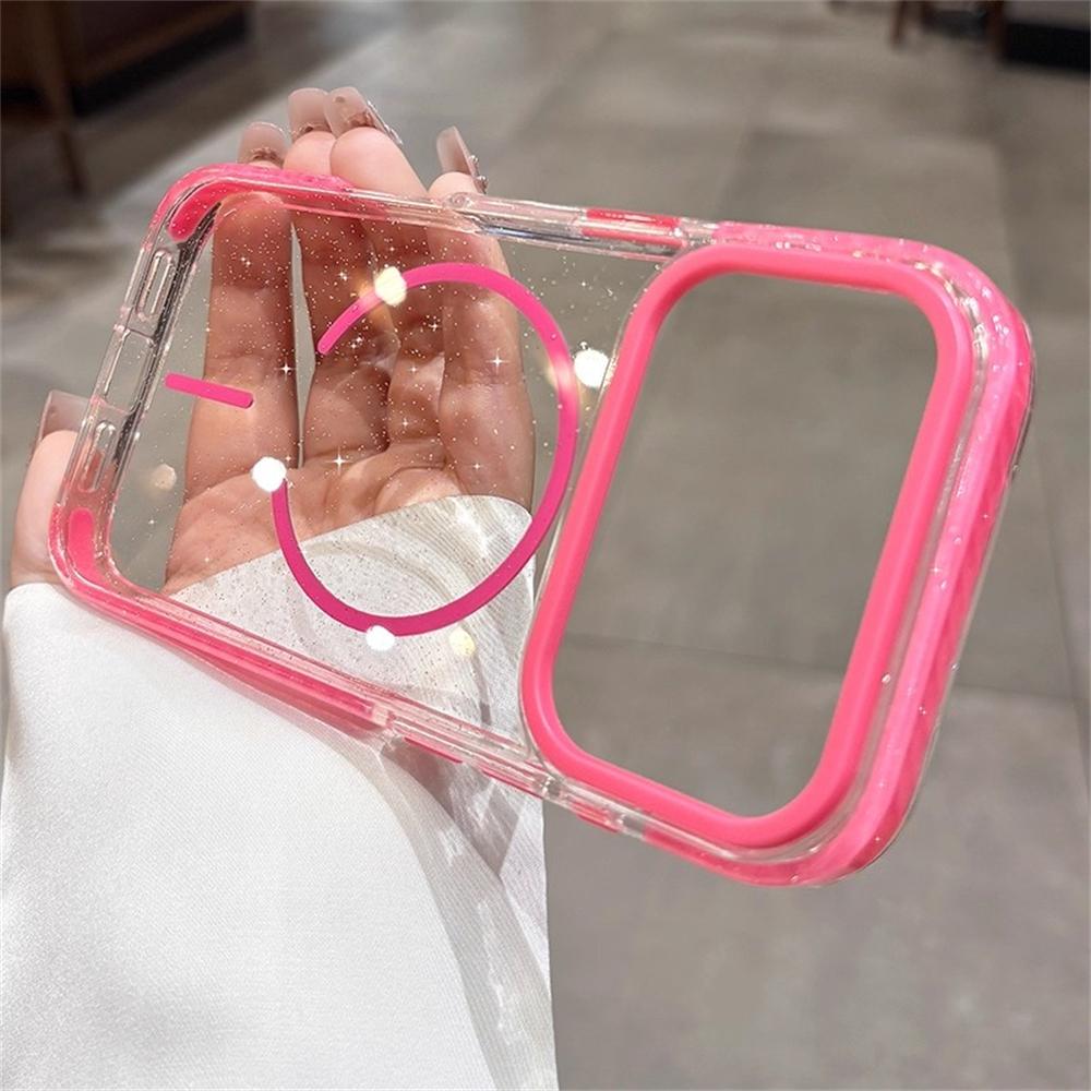 Luxury Glitter Clear For Magsafe Wireless Charge Case for iPhone 17 16 15 14 Plus 13 12 Pro Max Plus Air Shockproof TPU Cover