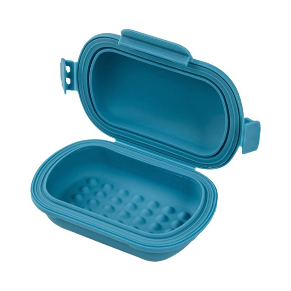 Silicone Travel Soap Box Flip Top Lid Sealed Soap Box Portable Soap Dish Business Trips синий