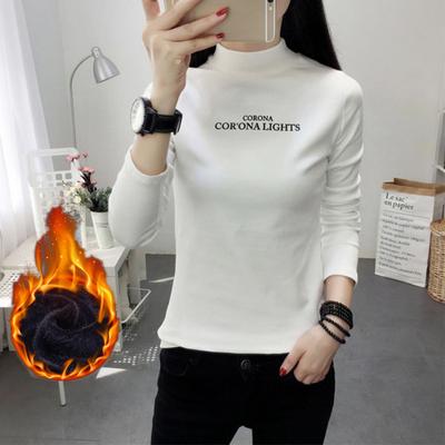 Women's Winter Warm Pullover Long Sleeve Letter Printed Casual Long Sleeve Body Show Long Sleeve Half High Neck Long Sleeve