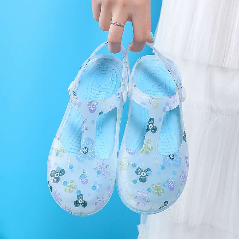 Summer new hole shoes women's sandals nurse flat jelly shoes maternity shoes beach shoes thickened home slippers women
