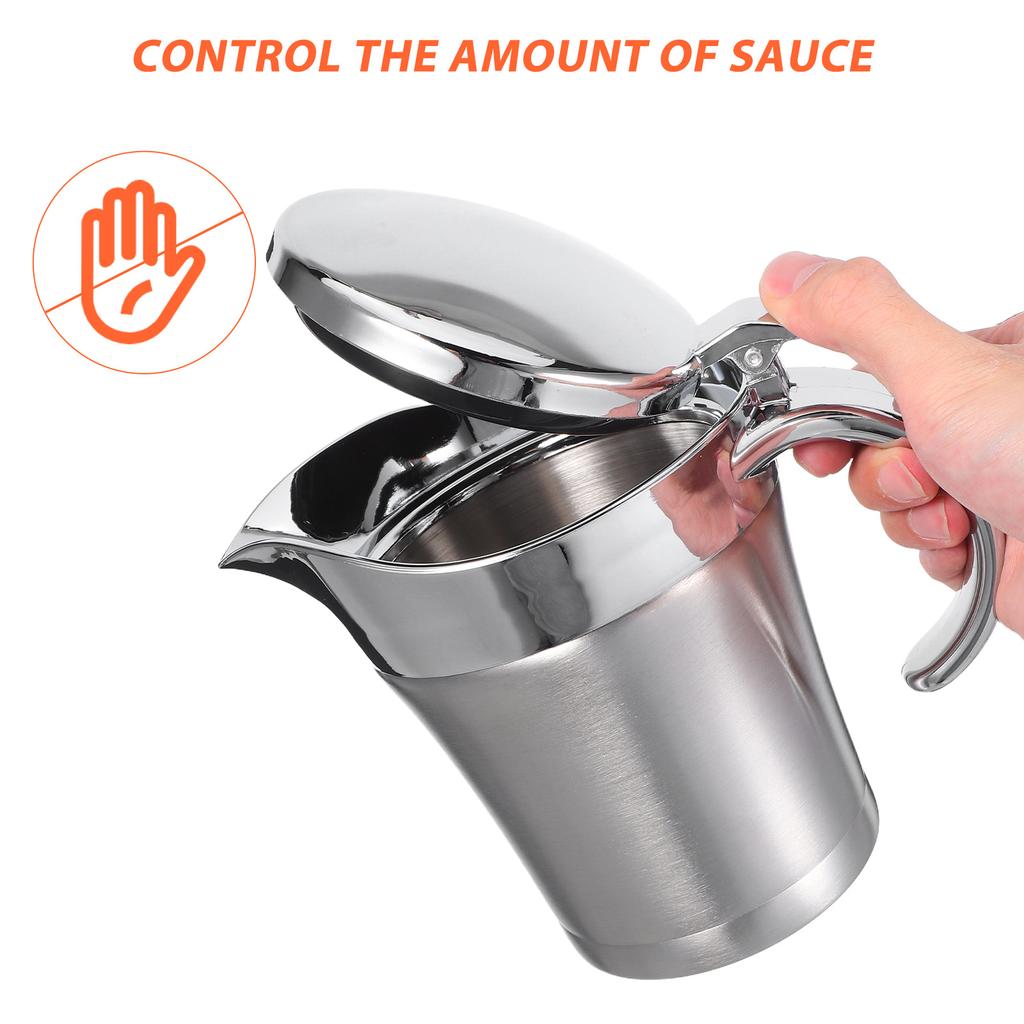 750Ml Insulated Sauce Pitcher Stainless Steel Gravy Boat Jug with Streamlined Spout for Ketchup Gravy and Dressings No Drip