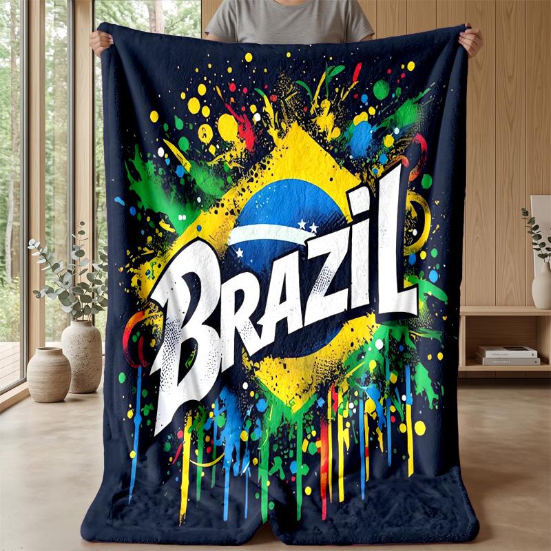 Brazil national football team Theme blanket Soft Flannel Blanket Plush Throw Blanket Cozy Sofa Bed Blanket for Home Decor