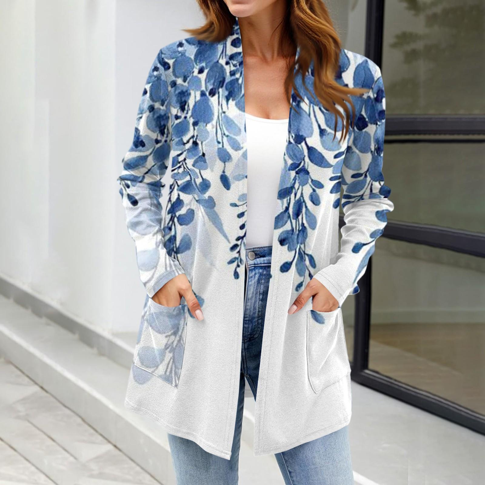 

Женские легкие кардиганы с открытой передней частью, с длинными рукавами, повседневные, свободные, тонкие кардиганы с карманами XXL