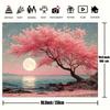 2D Sakura Moon Backdrop, Cherry Blossom Tree Photography Background
