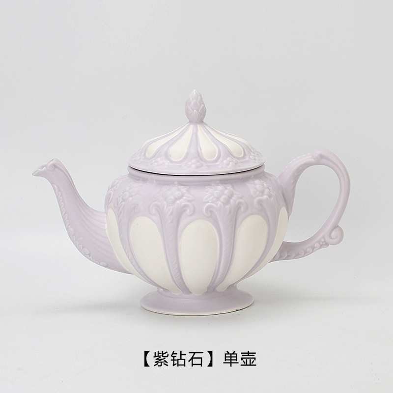 Afternoon Tea Set, Coffee Cup And Saucer Set, Spoon, French Retro Relief British Teapot Cup