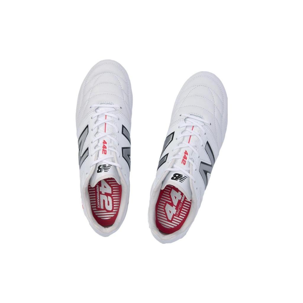 New Balance 442 V2 Pro Round Toe Lace-Up HG (Rubber Short Studs) Firm Ground Soccer Shoes Unisex Soccer Shoes White Red MS41HWT2