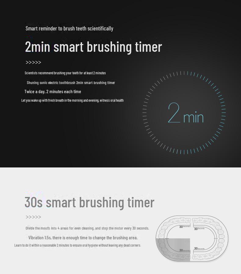 Shuning Sonic Vibration Electric Toothbrush - Timed Charging, Whitening, Soft Bristles, Adult Gift