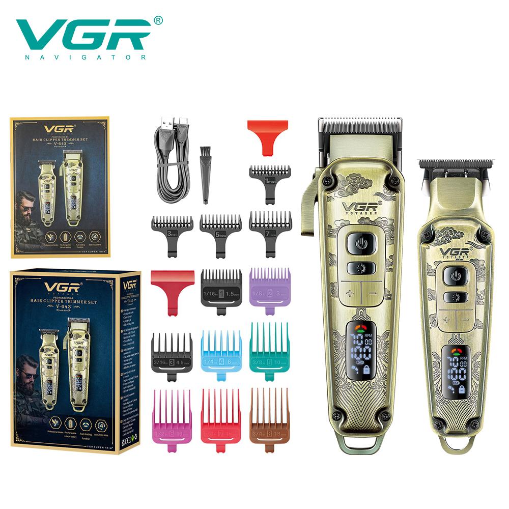 

New VGR High-end Men s Hair Clipper with Retro Metal Body, Professional Hair Trimmer with LCD Digital Display and Push Shear Home Razor Shaver V-643