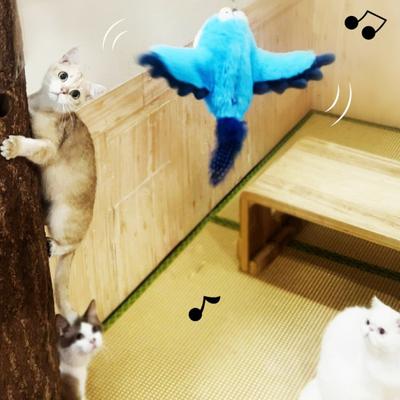 Flapping Bird Cat Toy Rechargeable Flapping Sparrow with Chirping Sounds Catnip Interactive Plush Bird Toy for Cats Play And Exercise