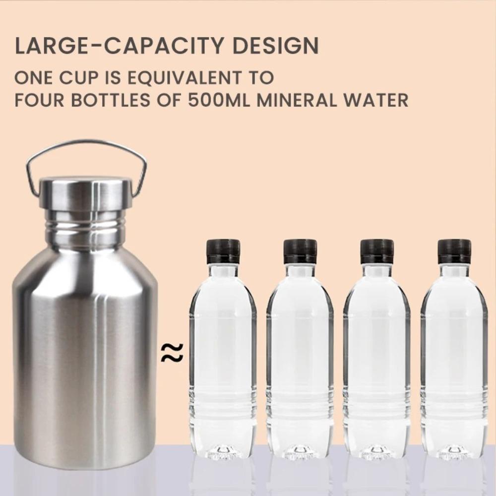 Bottiglia d'Acqua Sportiva di Alta Qualità da 2000ML ad Alta Capacità Termos Non Isolato Tazza da Viaggio in Acciaio Inossidabile Bollitore Portatile da Esterno