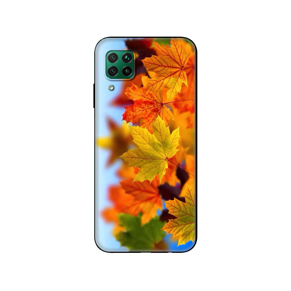 

Черный чехол из ТПУ для Huawei P30 Lite P30 Pro P40, чехол для Huawei P40 LITE EP Smart 2020, чехол с изображением осенних листьев, великолепный huawei P40 LITE E