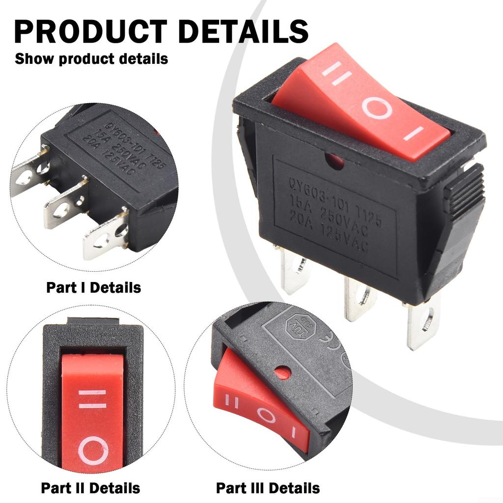 Rectangular Rocker Switch 15A 250V 20A 125V Electrical Equipment