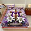 3pcs Fitted Sheet Set - 1*Fitted Sheet with Holy Cross Pattern + 2*Cushion Covers, No Core, Fashionable Soft Comfort Bedding