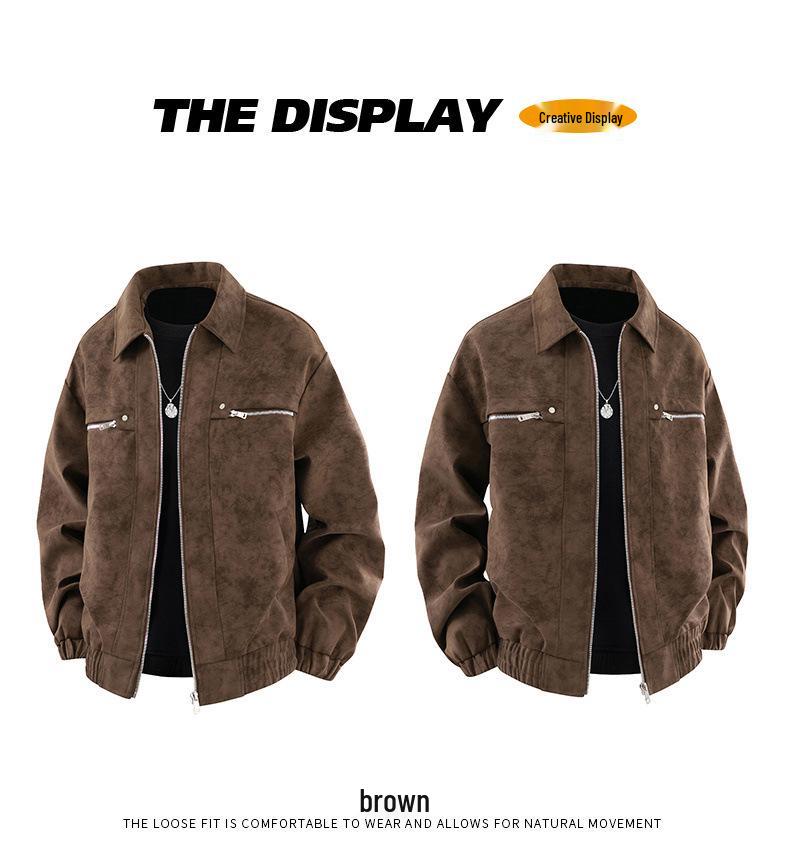 Men's Retro PU Leather Tie-Dye Motorcycle Jacket - Spring/Autumn 2026 Trend