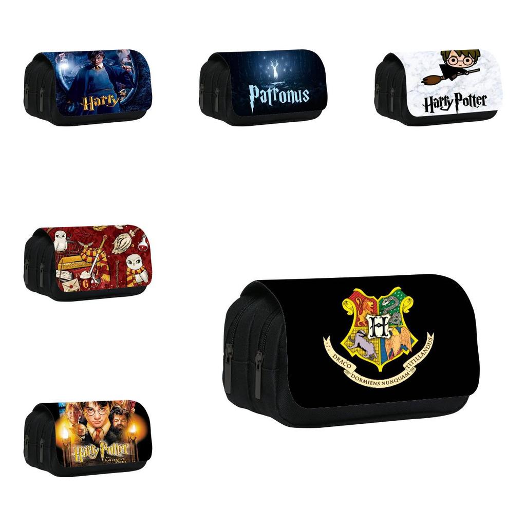 Harry Potter Pencil Case Cartoon Anime School Supplies Storage With Double Layer For Students