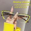 New Fashionable Personalized Cat Eye Women's Presbyopia Glasses Retro Neutral Color Blocked Anti Blue Light Presbyopia Glasses