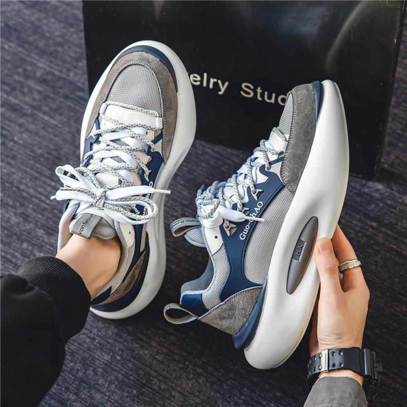 Fashion Men Thick Sole Running Shoes Casual Mesh Breathable Height Increased Platform Sports Workout Shoes Male Chunky Sneakers