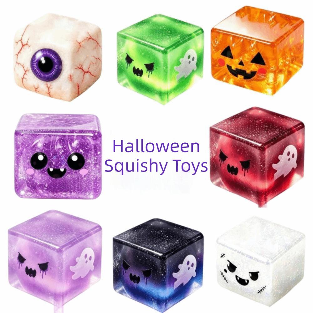 Spooky Design Fidget Toy Slow Rebound Stress Relief Toy Fidget Squishy Cube Halloween