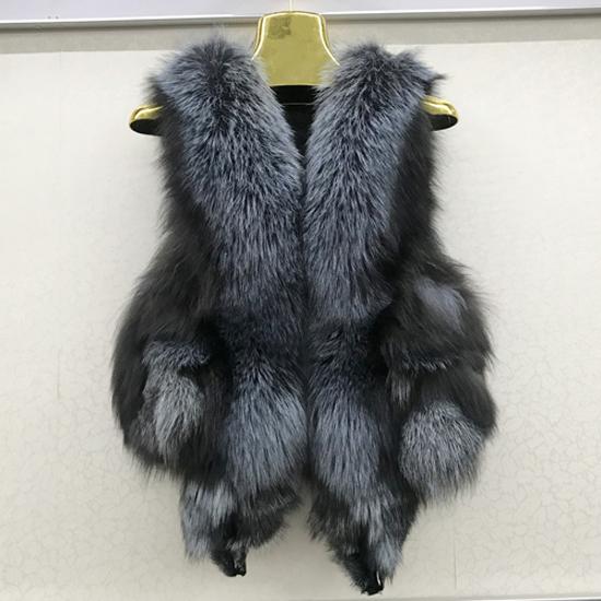 Vest Natural Soft Fox Fur Sleeveless Jacket Lady Quality Warm Real Fox Fur Gilet