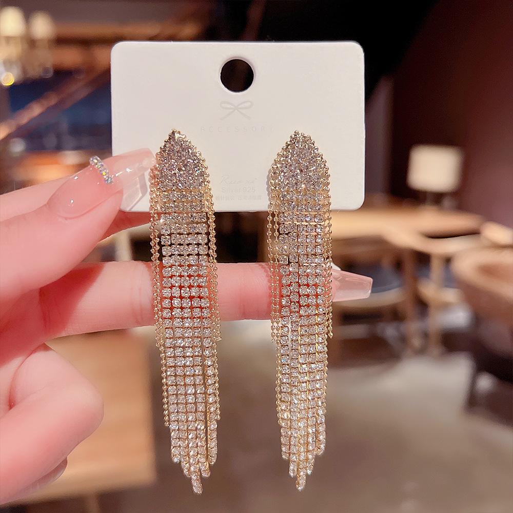 925 Silver Needle Tassel Pearl Earrings: High-End Celebrity Design for Women