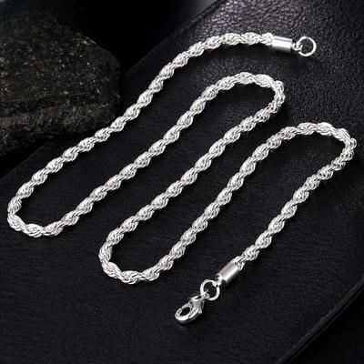 Copper 16/18/20/22/24 Inch 4mm Twisted Rope Chain Necklace For Women Man Fashion Wedding Charm Jewelry