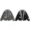 Giacca Imbottita Unisex Retro Punk in Cotone con Patch Frange in Pelle Scamosciata e Collo in Ecopelliccia Invernale Streetwear