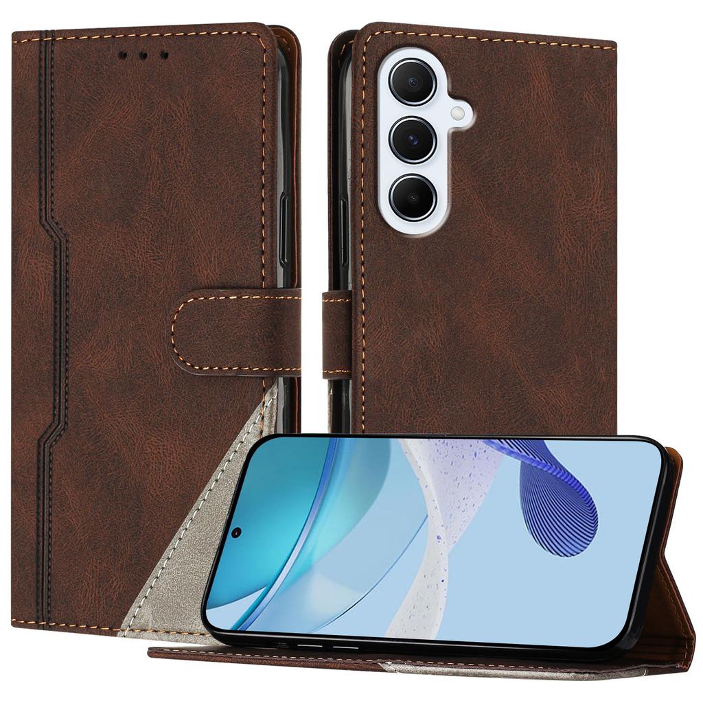For Samsung Galaxy A26 5G Leather Case Triangle Patchwork Wallet Stand Shockproof Phone Cover