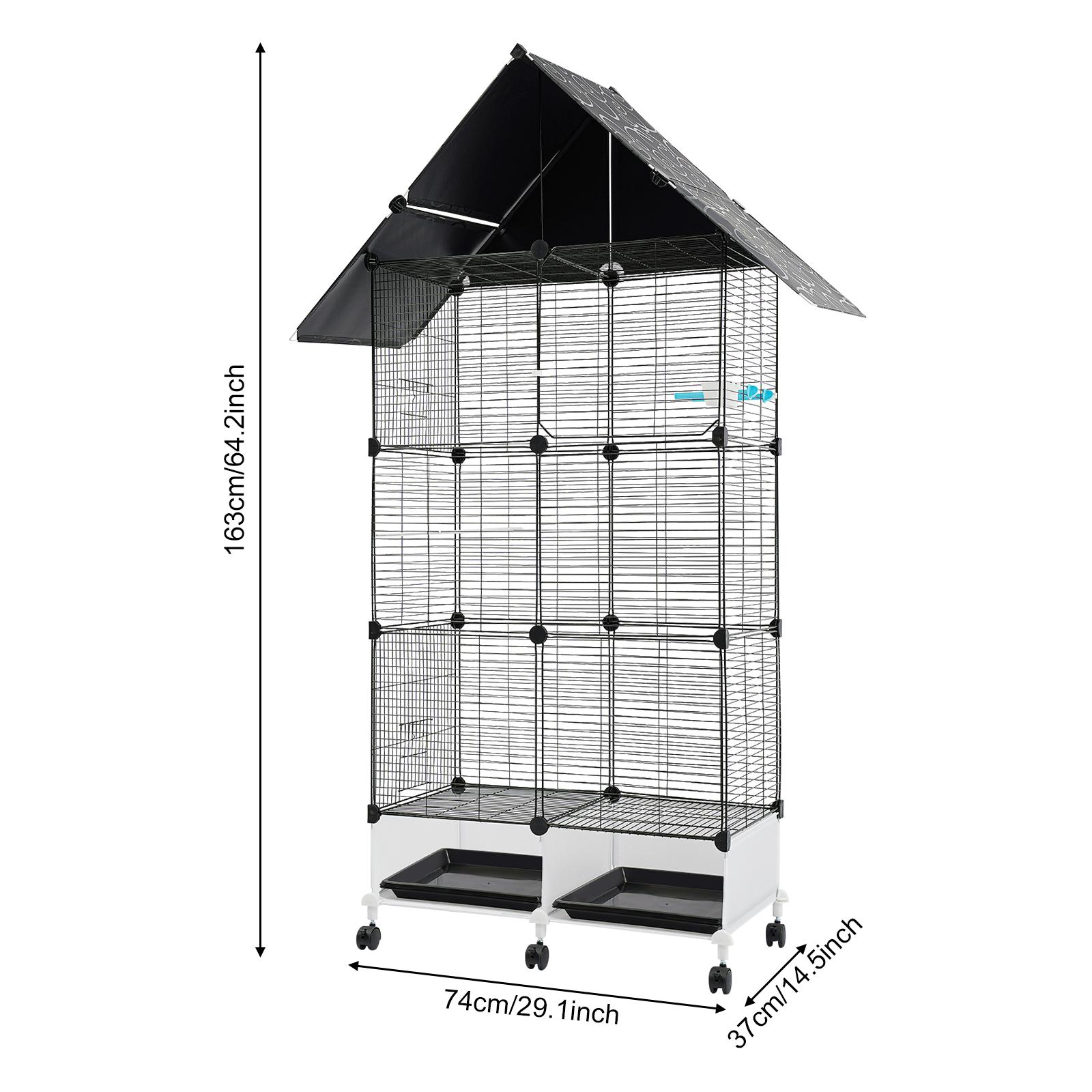 

65-inch Large Bird Cage with 6 Universal Wheels & Storage Top,2 Perches & Feeding Doors,Ideal for Cockatiels Lovebirds Parakeets