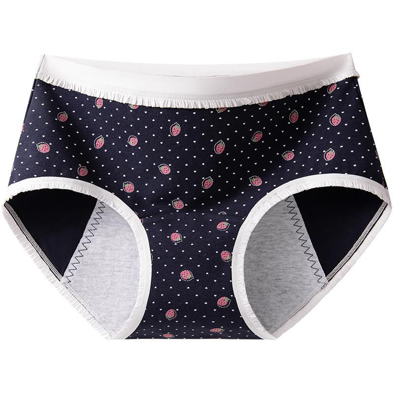 Girls Spring and Autumn New Floral Pure Cotton 10A Antibacterial Crotch Breathable Physiological Period Waist Triangle Briefs