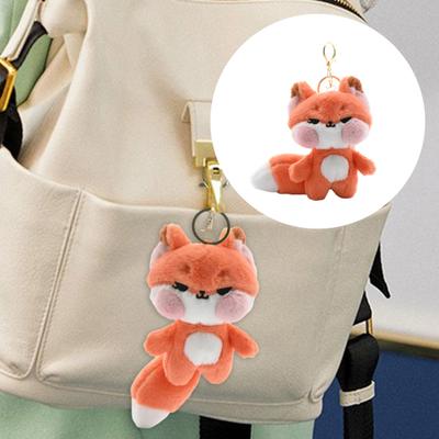 Plush Pink Cheek Fox Keychain Stuffed Animal Doll Key Ring Holder