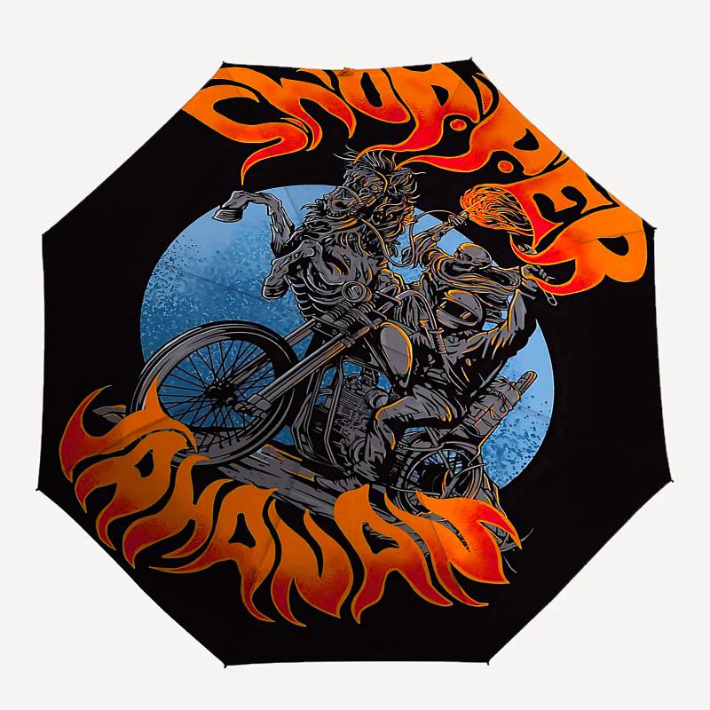 1 шт. Мотоциклетный, Автоматический открывающийся/закрывающийся зонт с рисунком пламени, Ветрозащитный купол, Кнопка автоматического открывания/закрывания 10236